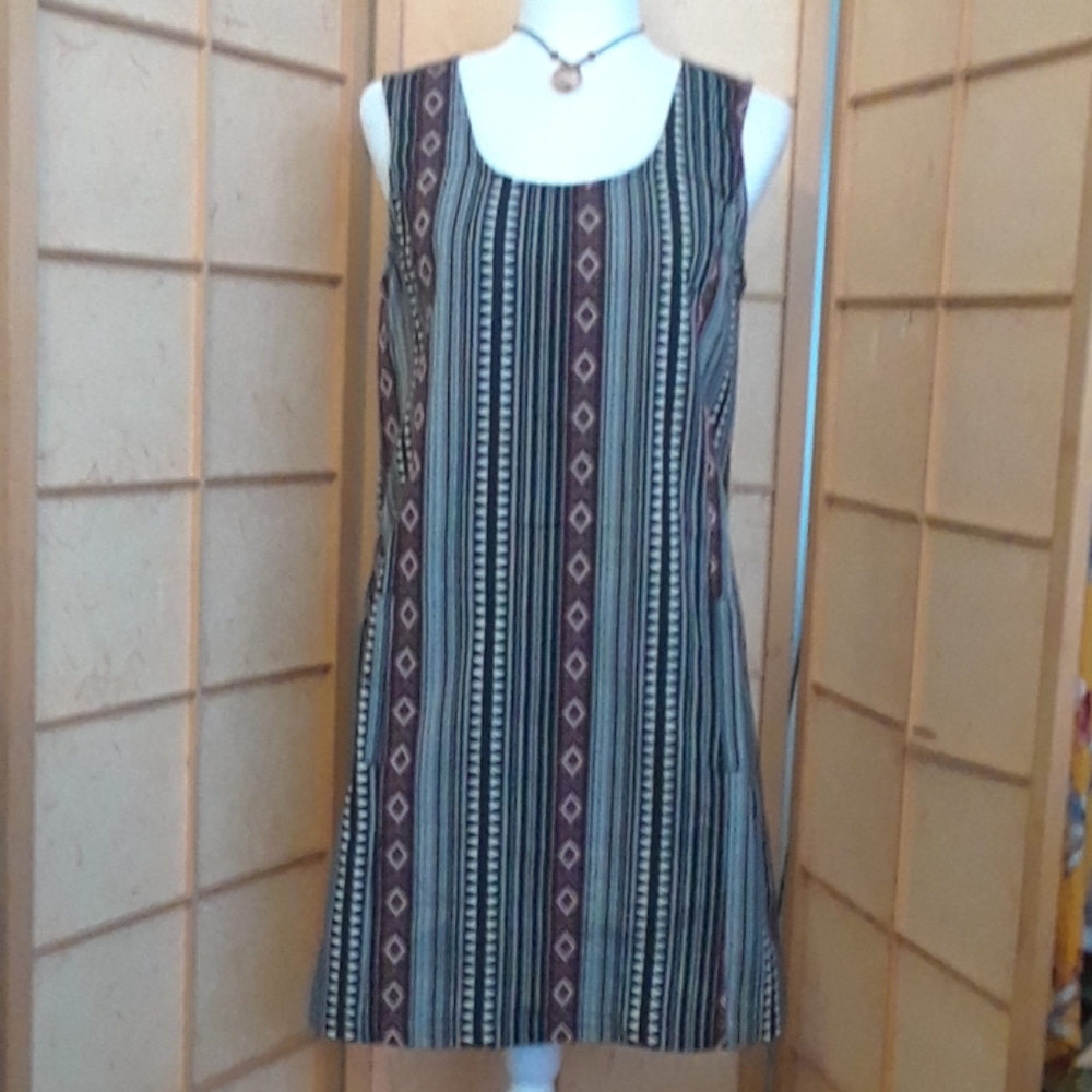Jamie black white and red stripped dress size M